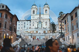 The Spanish Steps Italian: Scalinata di Trinita dei Monti a set of steps in Rome, Italy, with Piazza di Spagna, Piazza TrinitÃÂ 